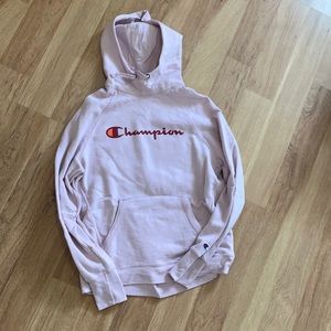 light pink champion hoodie. barely worn. perfect condition.